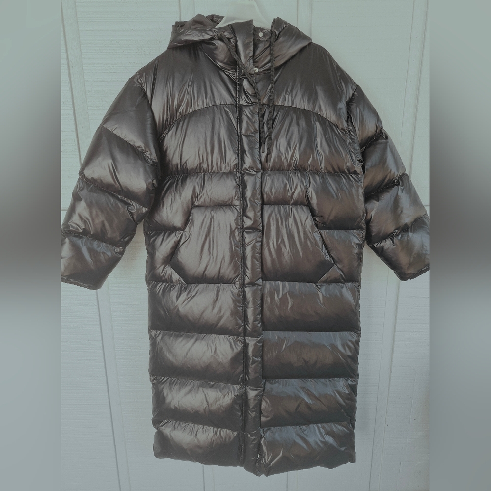 Nike Air Jordan Black DOWN Filled Hooded Puffer Jacket/Coat Womans Long M NWT